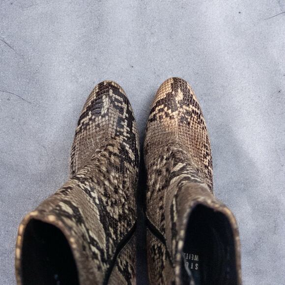 Stuart Weitzman Y2K Apollo Snakeskin Heeled Bootie Women’s 6 - Picture 7 of 10